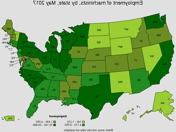 Employment of Machinists by State